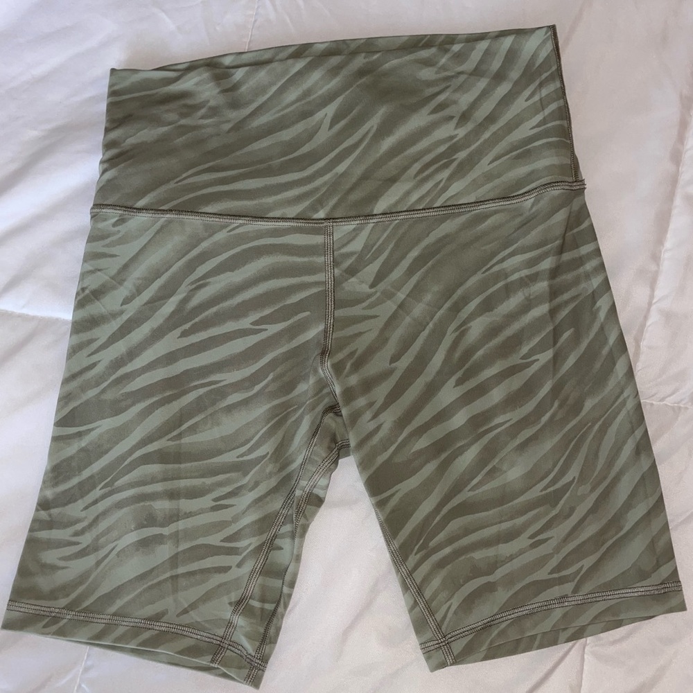 Lululemon Green/Mint Zebra Print Biker Shorts, 8in